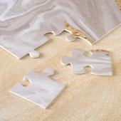 Puzzle Marbre liquide beige, art de la ligne dorée. (Côté)