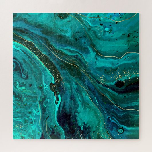 Puzzle Marbre vert & Or : Texture luxueuse (Horizontal)