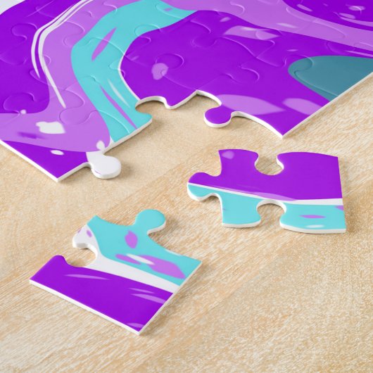 Puzzle Marbre violet, Turquoise, Turquoise, Fluide Art (Côté)