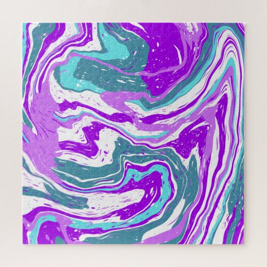 Puzzle Marbre violet, Turquoise, Turquoise, Fluide Art   (Horizontal)