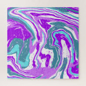 Puzzle Marbre violet, Turquoise, Turquoise, Fluide Art   (Vertical)