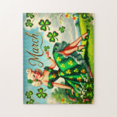 Puzzle March Retro Pin-Up Girl St. Patrick's Day (Vertical)