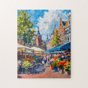 Puzzle Marché aux fleurs avec fantaisie de bâtiments hist