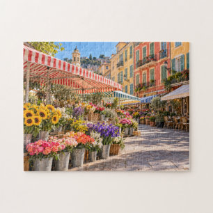Puzzle Marché de fleurs coloré de la Côte d'Azur