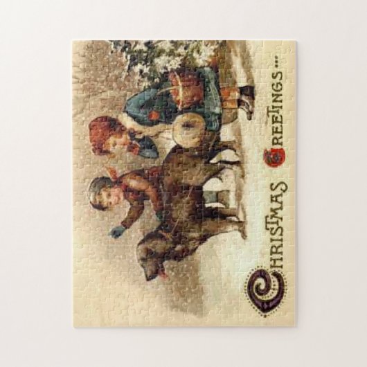 Puzzle Marche de Noël avec le chien (Vertical)