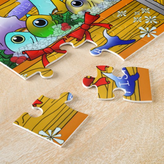 Puzzle Marché de poisson de Noël Stand Chat (Côté)