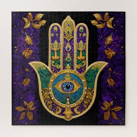 Puzzle Mardi Gras Gold violet vert Hamsas Art (Vertical)