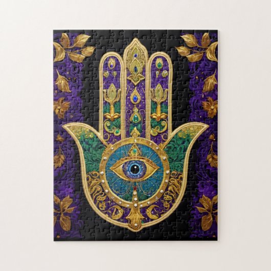Puzzle Mardi Gras Or Violet Vert Hamsas Art (Vertical)