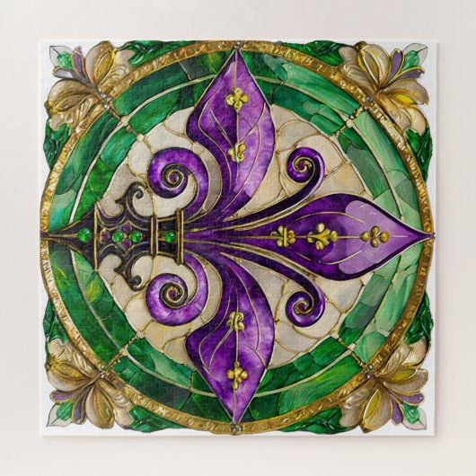 Puzzle Mardi Gras Vitrail Fleur de lis (Horizontal)