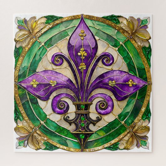 Puzzle Mardi Gras Vitrail Fleur de lis (Vertical)