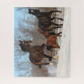 Puzzle Mares d'Oldenburg et de Hanoverian en neige (Vertical)