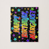 Puzzle "MARGARET" Prénom, Amusant "HEUREUX ANNIVERSAIRE" (Vertical)