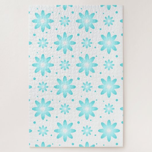 Puzzle Marguerite délicate blanche et turquoise, point mo (Vertical)