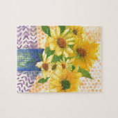 Puzzle marguerites jaunes dans vase bleu (Horizontal)