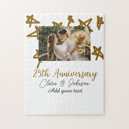 Puzzle Mariage Anniversaire ajouter nom année image or ét (Vertical)