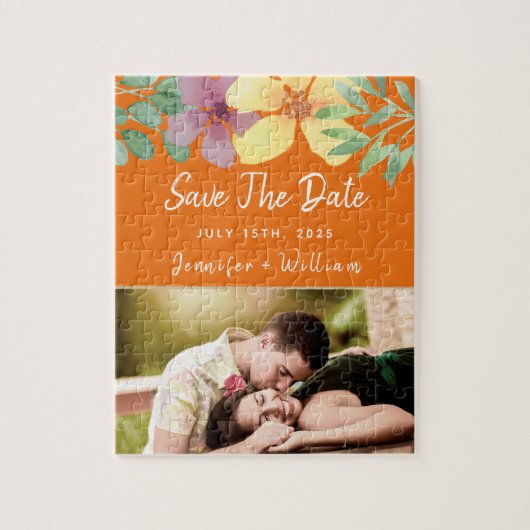 Puzzle Mariage Coloré Enregistrer La Date (Vertical)