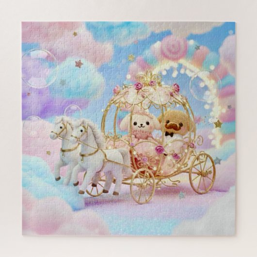 Puzzle Mariage de chiot mignon Carrosse de conte de fées (Vertical)