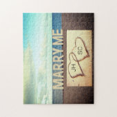 Puzzle Mariage de plage Initiales de coeur Marry Me (Vertical)