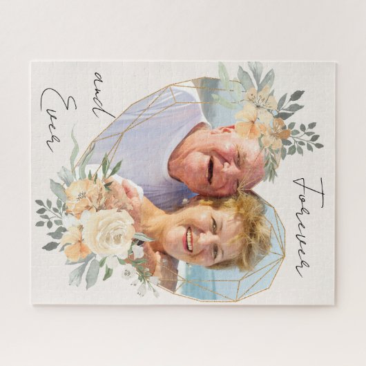 Puzzle Mariage d'or Coeur pour toujours et jamais photo (Horizontal)