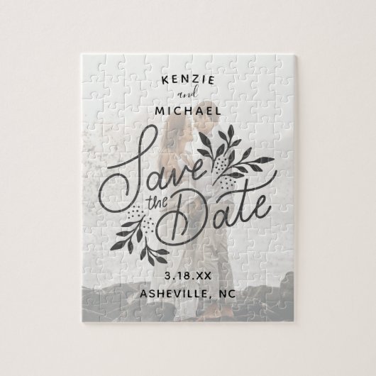 Puzzle Mariage Enregistrer la date Jolie Calligraphie Bot (Vertical)