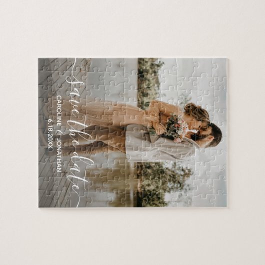 Puzzle Mariage Enregistrer la date Photo Script Calligrap (Horizontal)