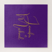 Puzzle Mariage Moderne Minimaliste Plain Calligraphie Nom (Horizontal)