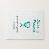 Puzzle Mariage perles et prosecco nom bleu noir (Horizontal)