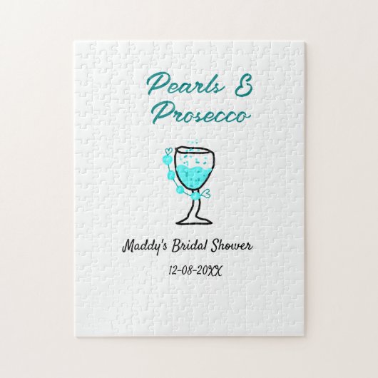 Puzzle Mariage perles et prosecco nom bleu noir (Vertical)
