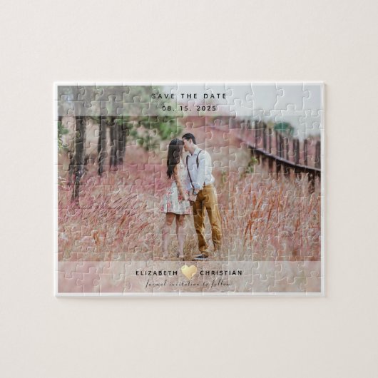 Puzzle Mariage Simple Et Élégant Enregistrer La Date Invi (Horizontal)