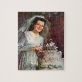 Puzzle Mariage vintage, Mariée Couper le gâteau Mariage (Vertical)