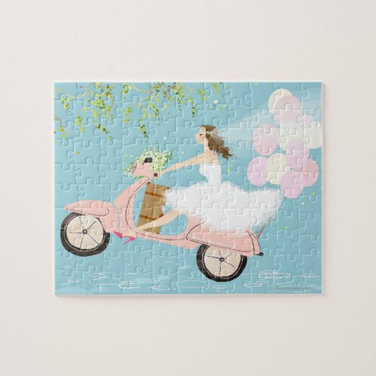 Puzzle Mariée à cheval sur un scooter (Horizontal)