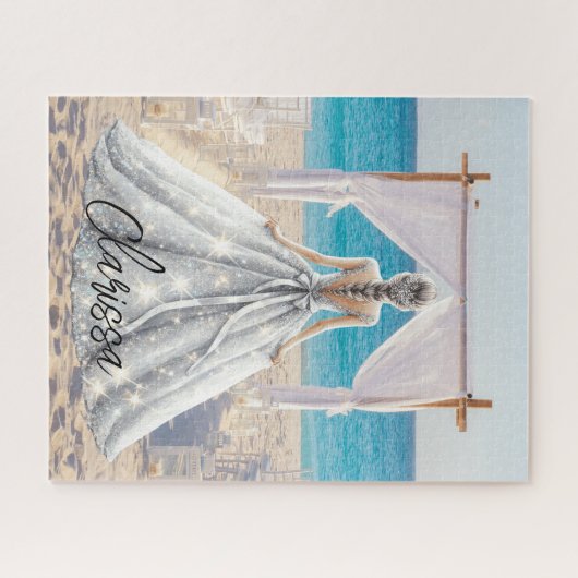 Puzzle Mariée Mariage Jour Plage Mariage Fancy Gown (Horizontal)