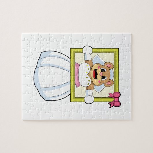Puzzle Mariée Ourse avec robe de mariée & cadre photo.p (Horizontal)