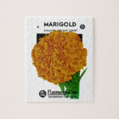 Puzzle Marigold Vintage Seed Packet (Vertical)