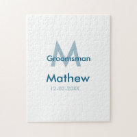Marine bleu groomsman nom lettre date masculin par
