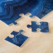 Puzzle Marine Blue Geode Slice avec veines d'or (Côté)