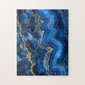 Puzzle Marine Blue Geode Slice avec veines d'or (Vertical)