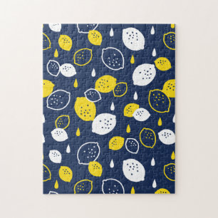 Puzzle Marine Blue Lemon Art - Refresh Citrus Design