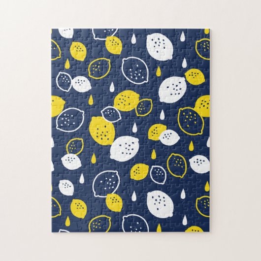 Puzzle Marine Blue Lemon Art - Refresh Citrus Design (Vertical)