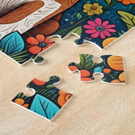 Puzzle Marionnette mignonne avec Fleurs d'Art folklorique (Côté)