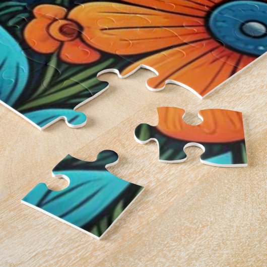 Puzzle Marionnette mignonne avec Fleurs d'Art folklorique (Côté)