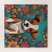 Puzzle Marionnette mignonne avec Fleurs d'Art folklorique (Horizontal)