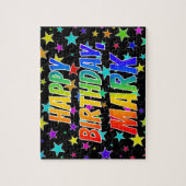Puzzle "MARK" Prénom, Amusant "HEUREUX ANNIVERSAIRE" (Vertical)