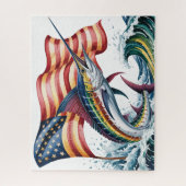 Puzzle Marlin Patriotique Avec Drapeau (Vertical)