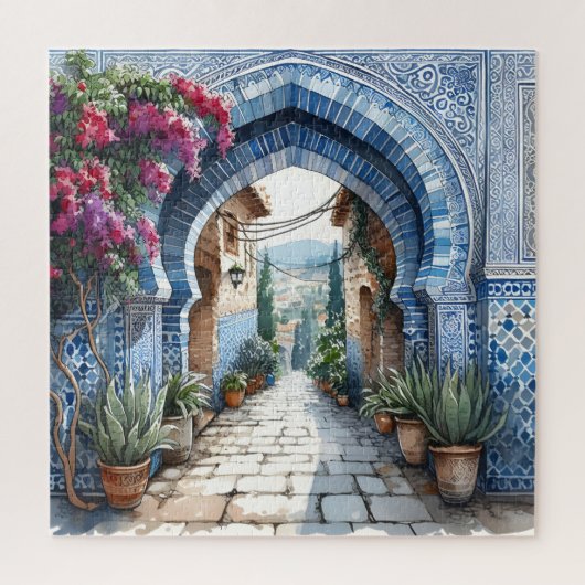 Puzzle Maroc Carreaux Bleus Arc Birthay Cadeau Mariage (Vertical)
