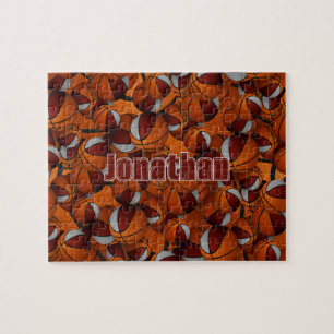 Puzzle maroon gris basket-ball garçons filles couleurs éq