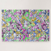 Puzzle Marque de bagage de fleurs abstraites joliment col (Horizontal)