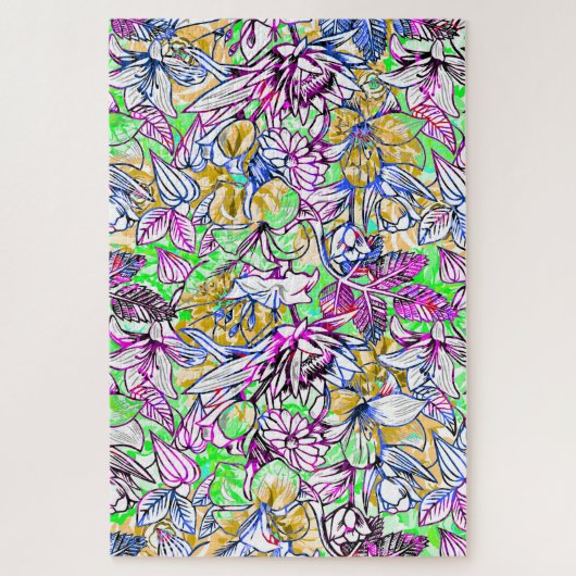 Puzzle Marque de bagage de fleurs abstraites joliment col (Vertical)
