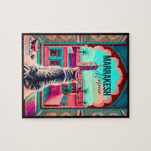 Puzzle Marrakech Maroc Chat Voyage Tourisme Souvenir (Horizontal)