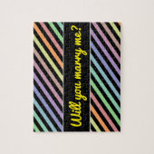 Puzzle Marry me ? + Black & Pastel Color Lines Pattern (Vertical)
